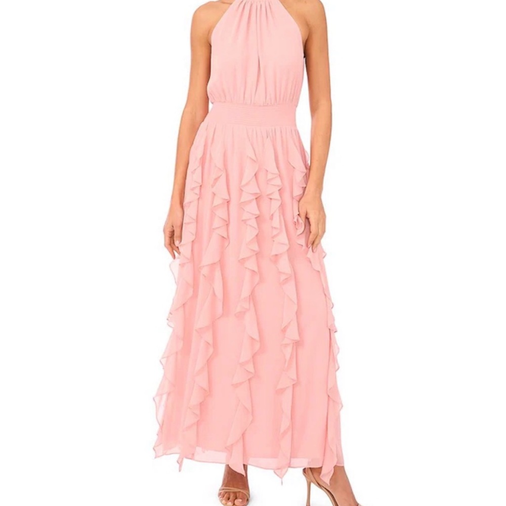 1. State Blush Ruffle Maxi Dress